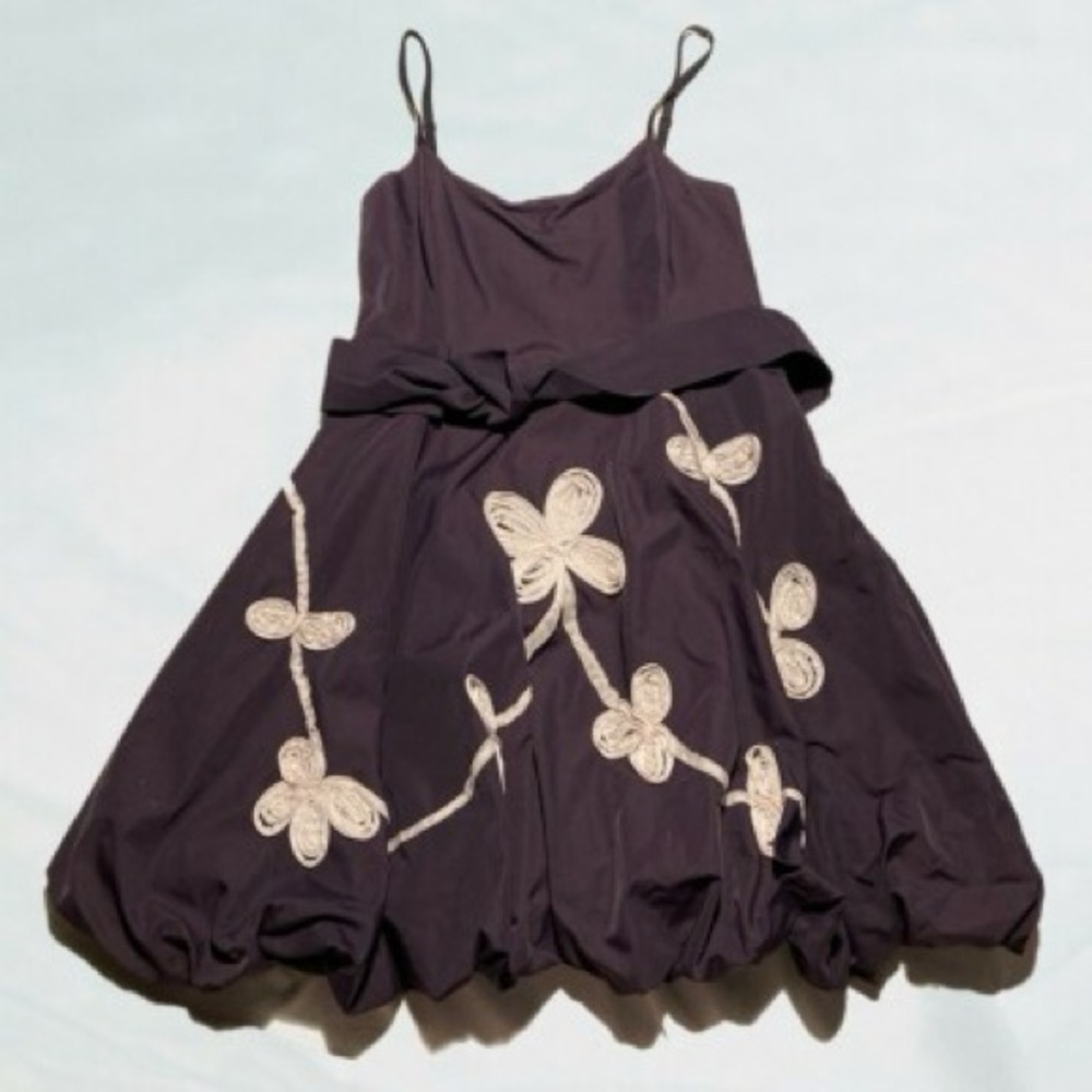 Ariella Purple & White Floral Bubble Dress